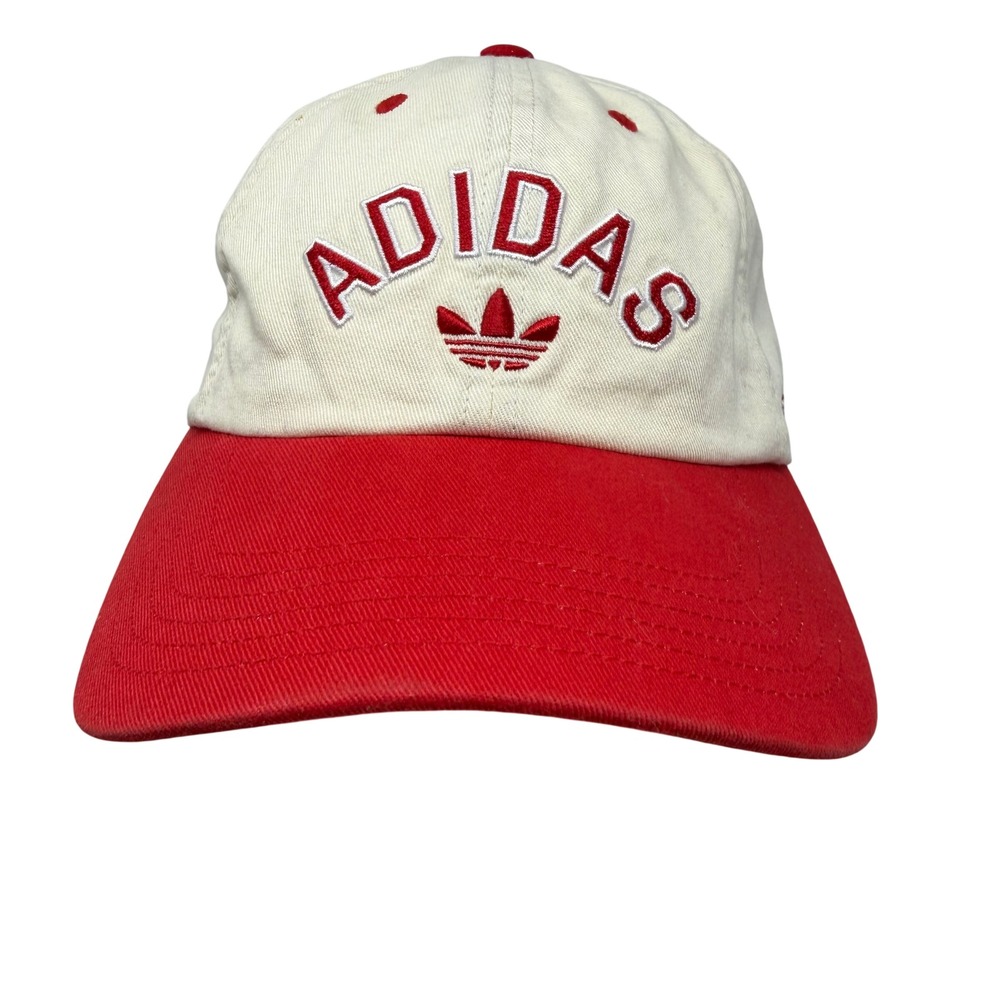 Adidas Originals Dad Hat Cream Red Trefoil Logo Adjustable Strapback Cap
